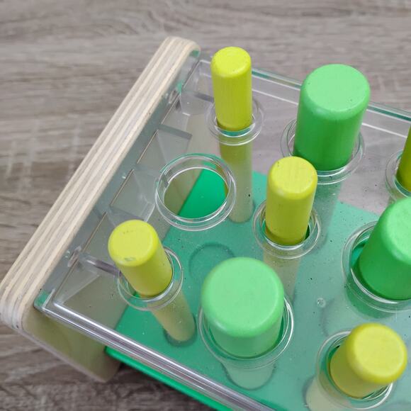 Lovevery Wooden Posting Stand Montessori Inspired Toy Green *Missing One Posts - Picture 3 of 7